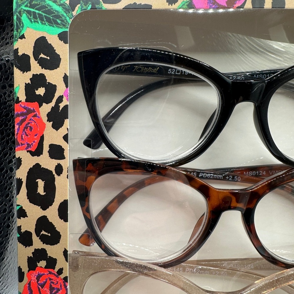 Betsey Johnson Reading Glasses +2.00 New in Box NWT Tortoise Black Gold Gift - Picture 2 of 4